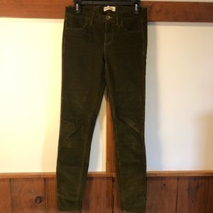 Madewell green corduroy skinny jean